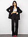 Класичний модний жіночий брючний костюм двійка, вільний, чорний, фото 2