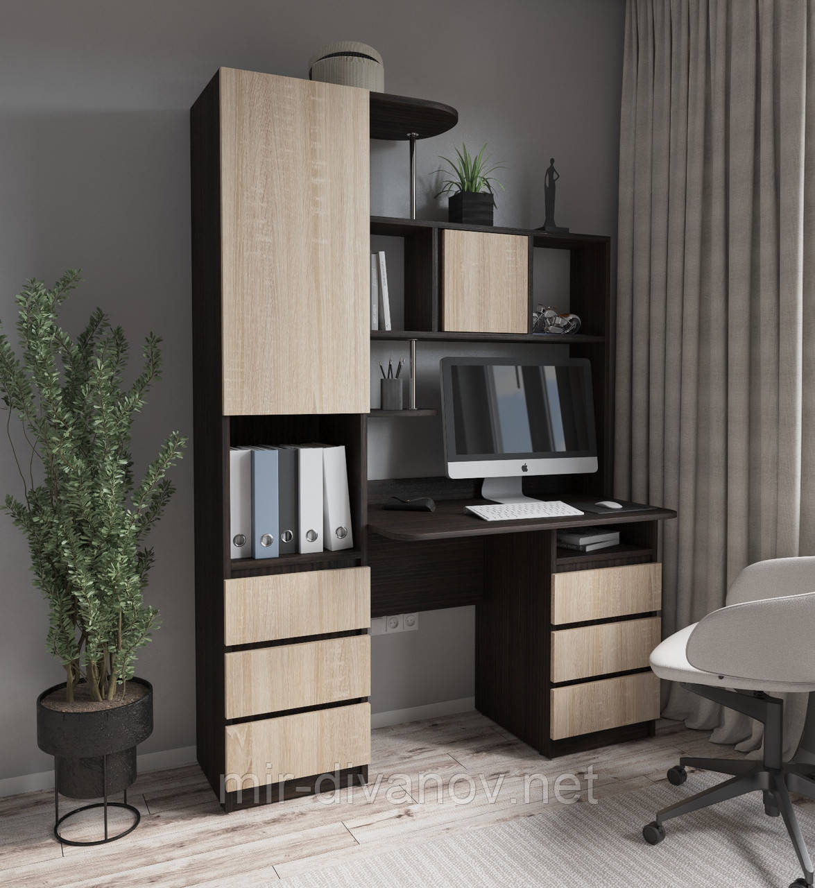 Стіл комп'ютерний Монако пенал лівий венге+сонома, фото 1