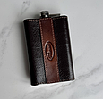 Фляга для алкоголю обтягнута натуральною шкірою з тисненням "Вовк", фото 5