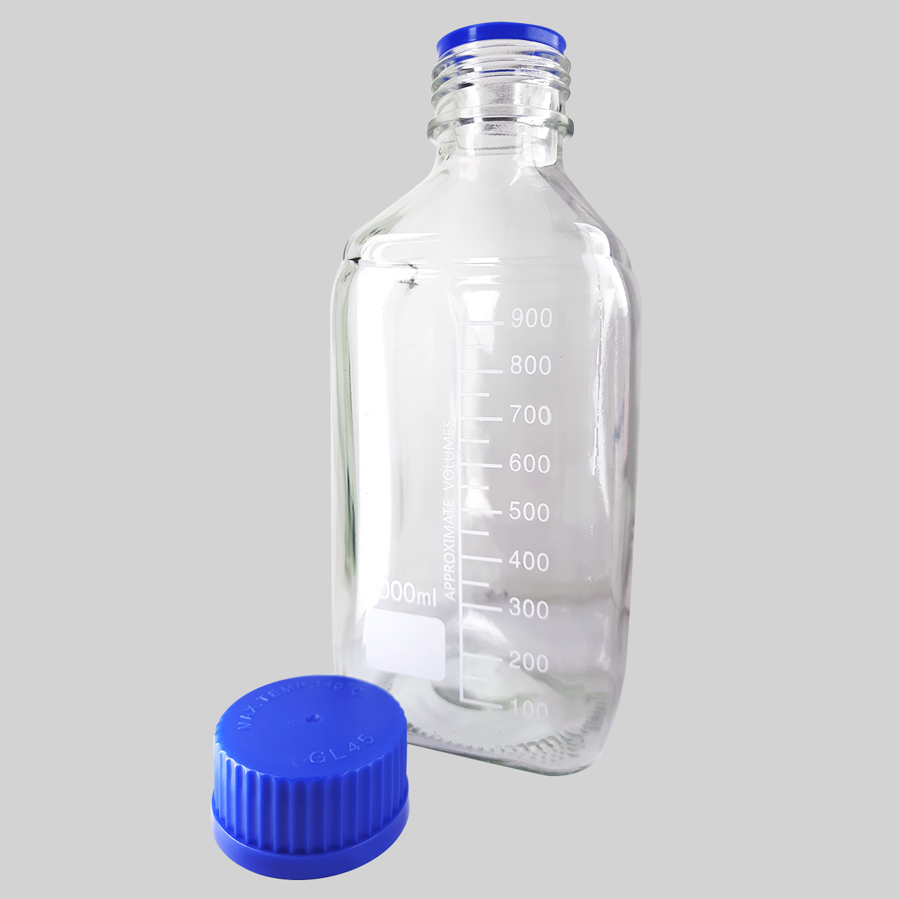 Бутель для реагентів ромбічний 1 л з гвинтовою кришкою і градуюваннням скло ТС, фото 1