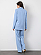 Класичний модний жіночий брючний костюм двійка, вільний, блакитний, фото 7