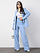 Класичний модний жіночий брючний костюм двійка, вільний, блакитний, фото 2