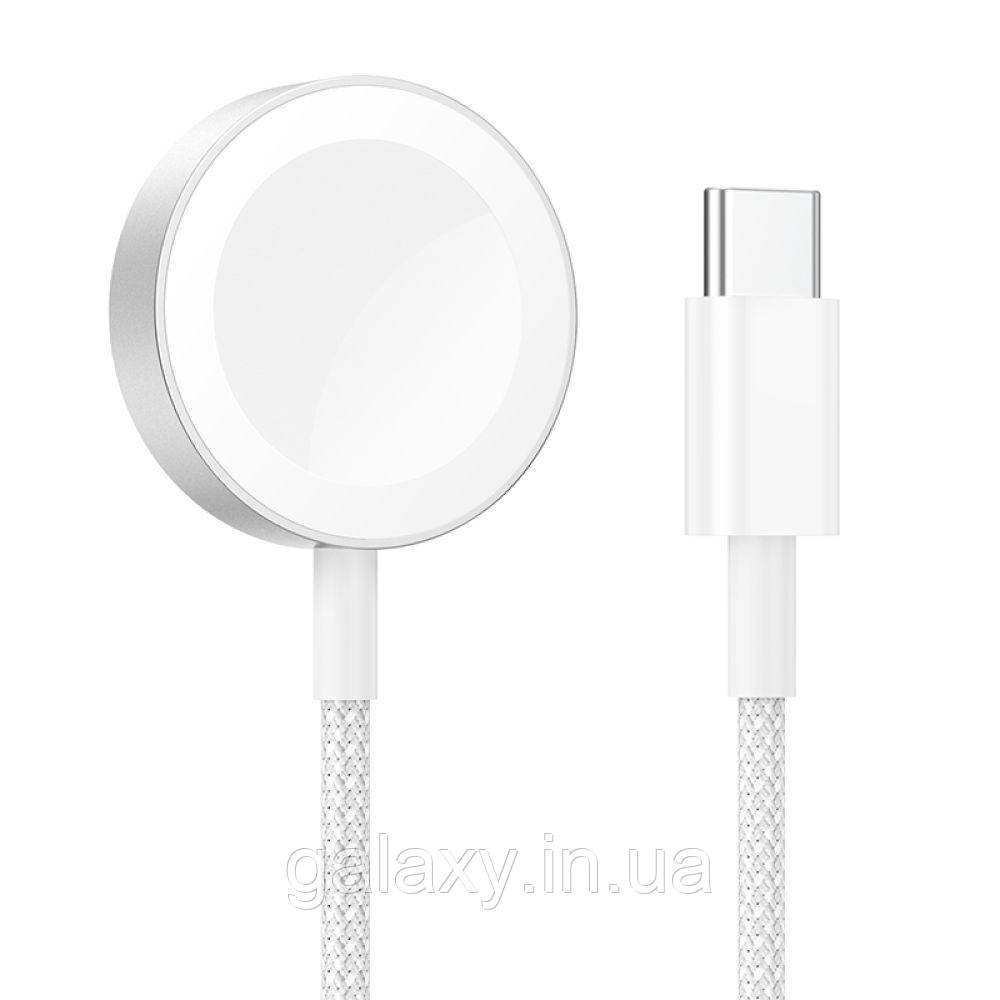 Бездротовий зарядний пристрій Hoco CW46 Apple Watch 1-8, SE/SE2, Ultra White, фото 1