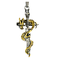 Підвіска "Дракон на мечі" родій+позолота (371071.2)