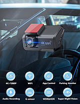CHORTAU Dash Cam спереду та ззаду, 4k+1080P Wi-Fi Dual Dash Cam із застосунком, 3-дюймовий IPS-відеореєстратор Д, фото 5