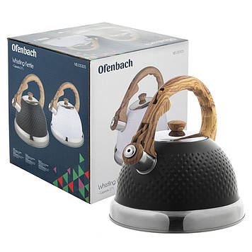 Чайник із нержавіючої сталі Ofenbach KM-100305BL 2.7л зі свистком і ручкою soft touch.