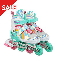 Ролики для дівчинки розсувні 81097-S Розмір 29-33 Дитячі роликові ковзани з регулюванням розміру Для дітей від 3 років Бірюзовий