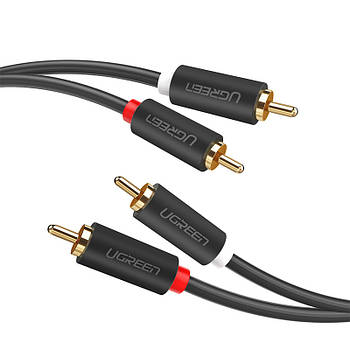 Кабель аудіо 2RCA Male to 2RCA Male UGREEN AV104 Hi-Fi Cable 2 метри (чорний)