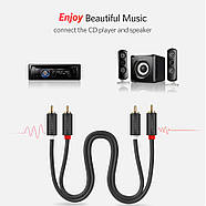 Кабель аудіо UGREEN AV104 2RCA Male to 2RCA Male Hi-Fi Cable 3m (чорний), фото 2