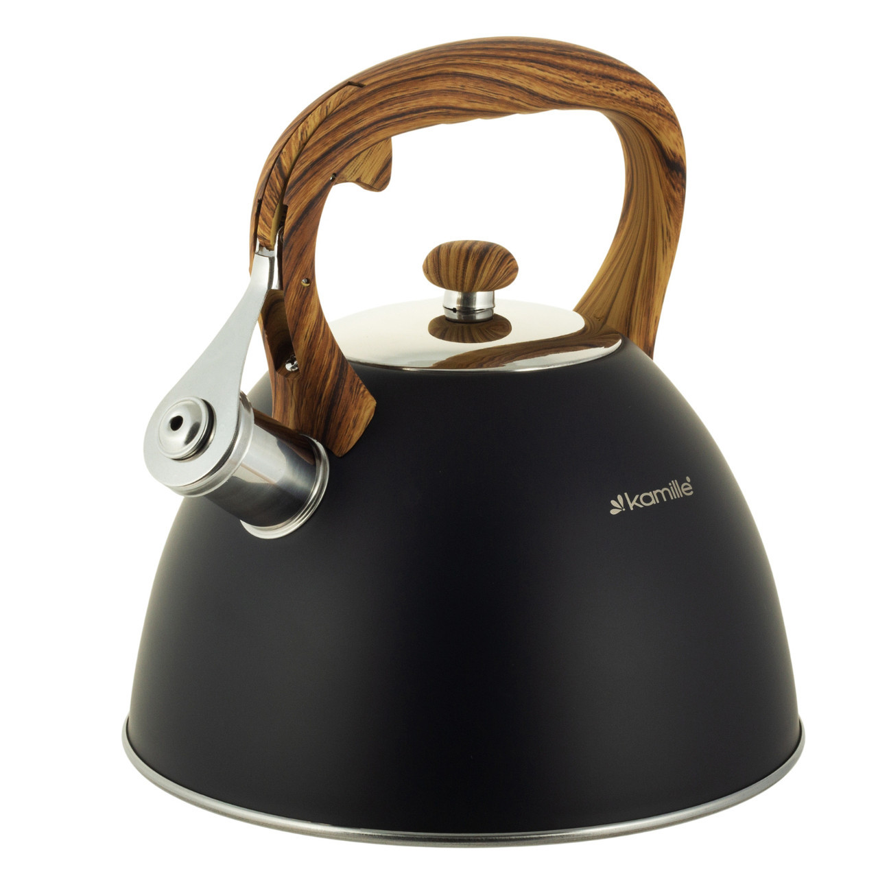 Чайник із нержавіючої сталі Kamille KM-0854 3л зі свистком і ручкою soft touch.