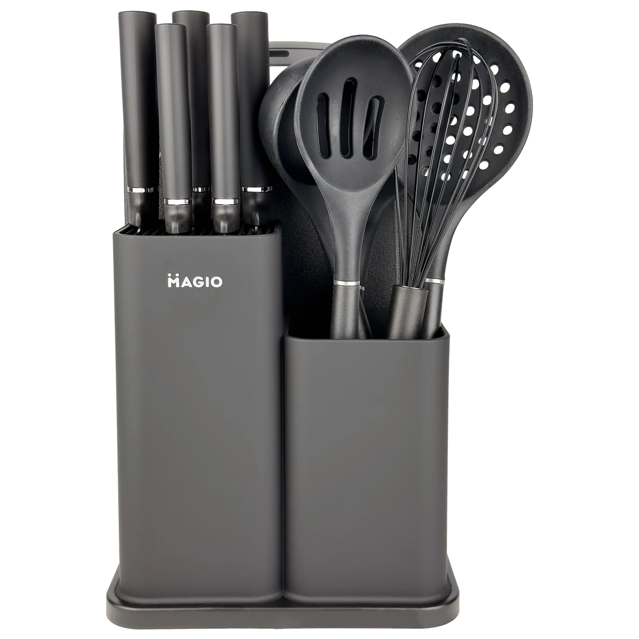 Універсальний кухонний набір MAGIO/MG-1097B 11 приладів: 5ножів+5кух.приладів+дошка/силікон, фото 1