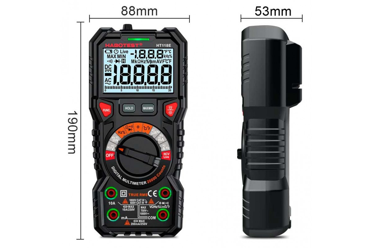 Мультиметр цифровий Habotest HT118A Термопара, частота, ємність, що Спить режим підсвітки дисплея