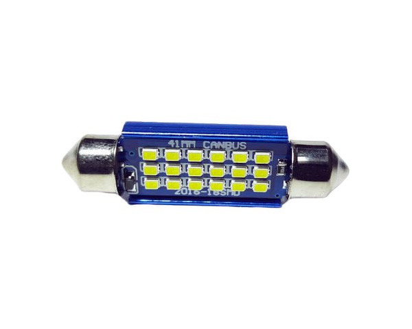 Світлодіодна LED лампа T11 (С5W) 41мм 18LED 12-24V з обманкою Canbus