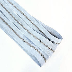 Блискавка рулонна металева двостороння Т5 світло блакитна нікель, срібло