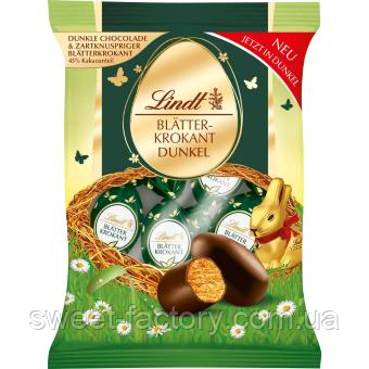 Шоколадні яйця Lindt Blätterkrokant-Eier Dunkel 85g, фото 1