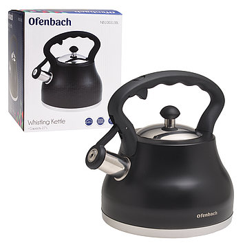 Чайник із нержавіючої сталі Ofenbach KM-100313BL 2.7л зі свистком і ручкою soft touch