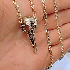 Кулон на шию череп ворони з ланцюжком сталевий, фото 2