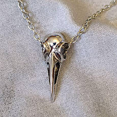 Кулон на шию череп ворони з ланцюжком сталевий, фото 4