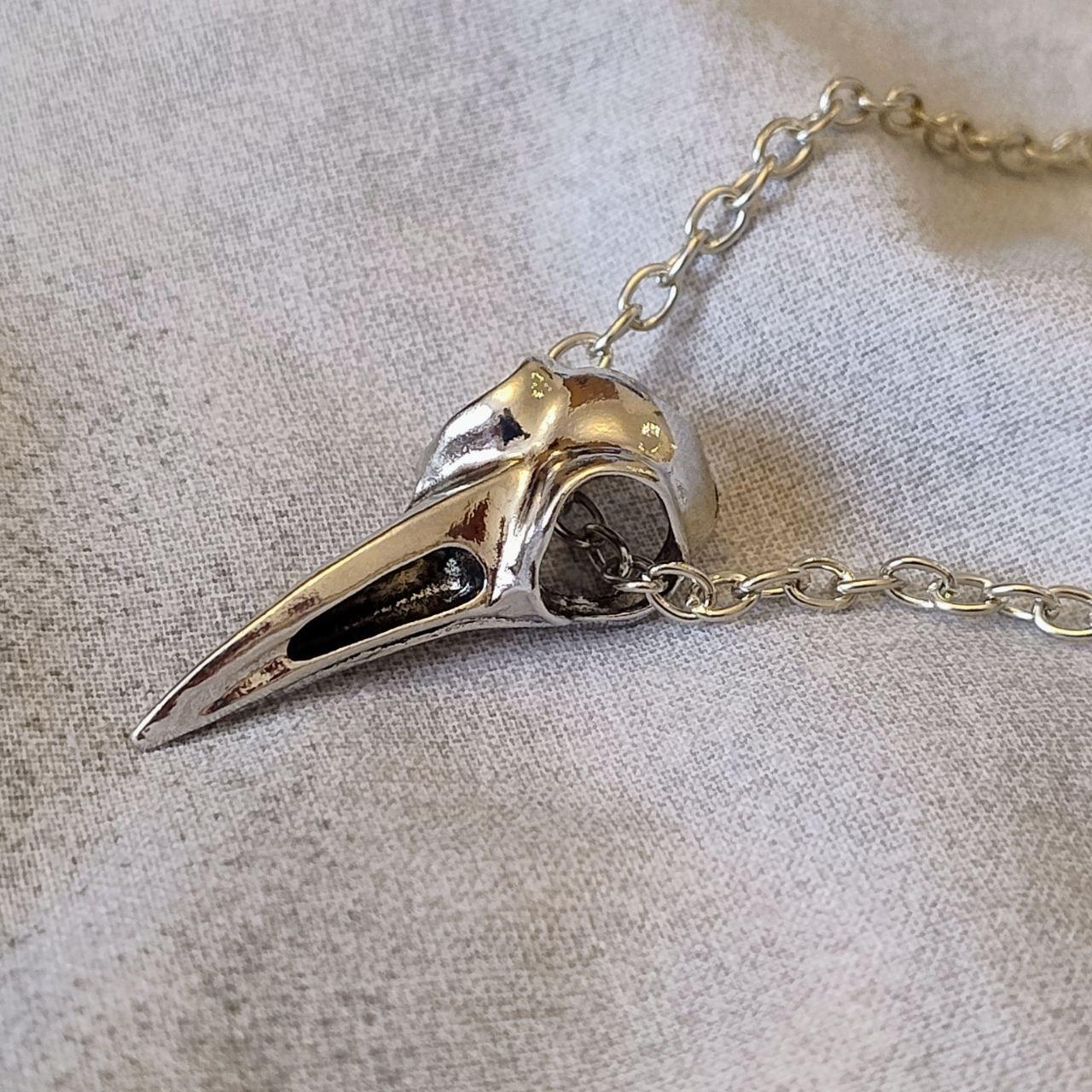 Кулон на шию череп ворони з ланцюжком сталевий