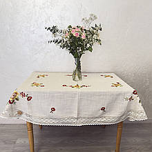Скатертина з вишивкою ручної роботи святкова овал 180*140см