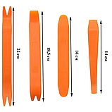 Набір інструментів для ремонту інтер'єру авто "4 в 1". Знімач обшивки, кліпс, модінгів, емблем, фото 5