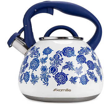 Чайник из нержавеющей стали Kamille KM-0870 2.5л со свистком и ручкой soft touch