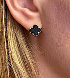 Срібні сережки конюшина позолота д.11п, фото 4