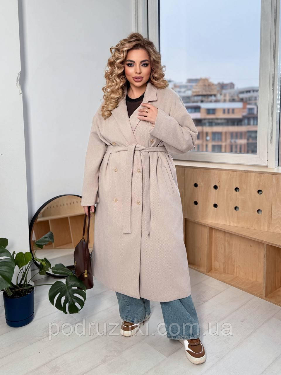 Жіноче кашемірове пальто шерсть на підкладці, розміри 48-50, 52-54, 56-58, фото 1