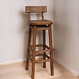 Табурет Ліверпуль зі спинкою із квадратним сидінням з дерева Вільха 85 см горіх темний, фото 2