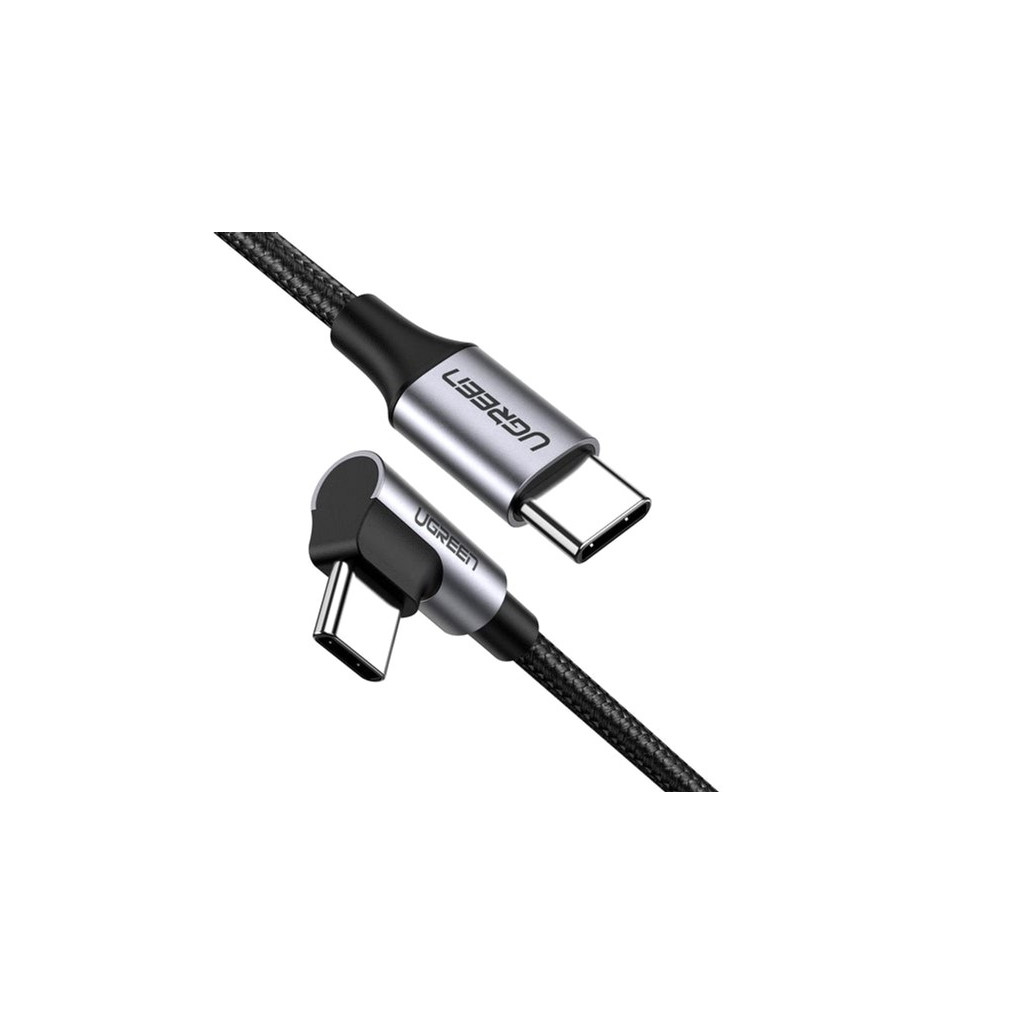 Дата кабель USB Type-C to Type-C 1.0m US255 Angled 3A (Gray\Black) Ugreen (50123), фото 1