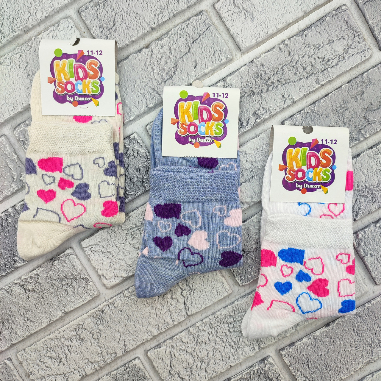 Шкарпетки дитячі середні весна/осінь р.11-12 серця асорті Kids Socks by Dukat 30039311