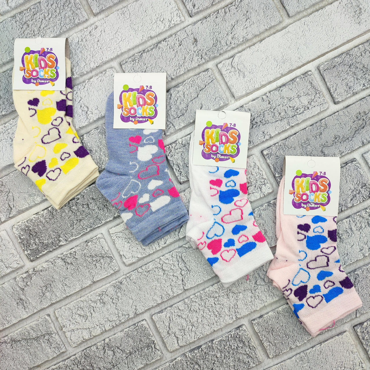 Шкарпетки дитячі середні весна/осінь р.7-8 серця асорті Kids Socks by Dukat 30034415