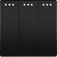 Скляний вимикач (3кл.) + Розетка З/К 1DAL | Чорний (G157D-PSW3G-ST.BL), фото 3