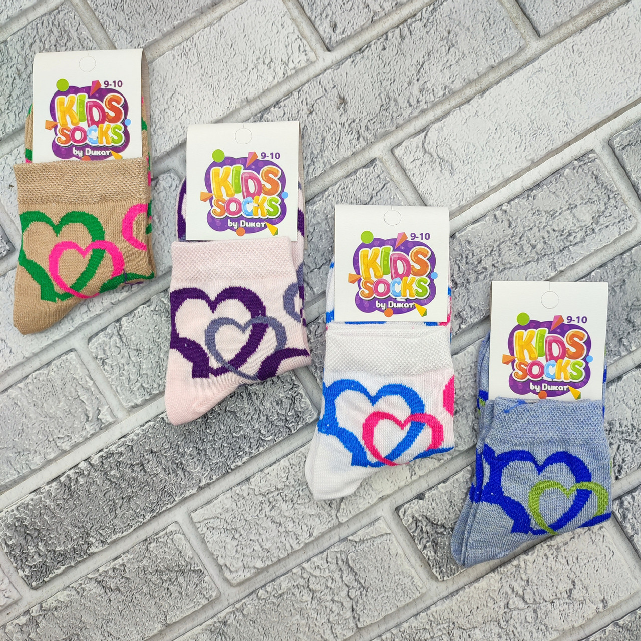 Шкарпетки дитячі середні весна/осінь р.9-10 серця асорті Kids Socks by Dukat 30034416, фото 1