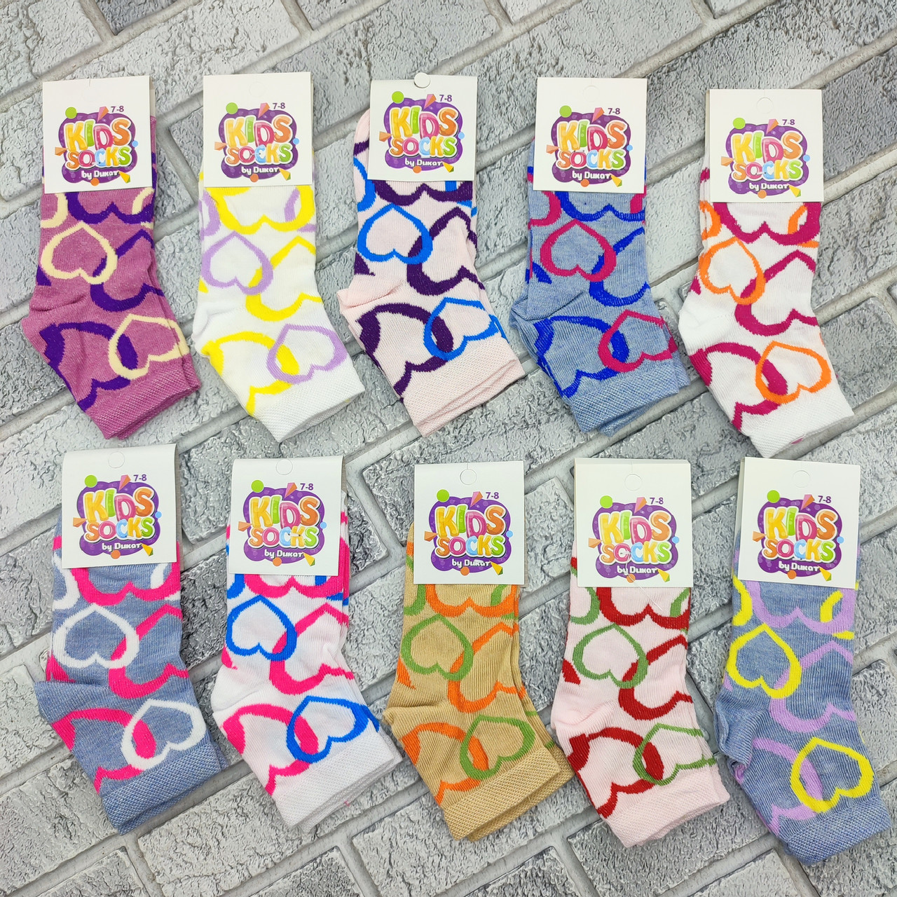 Шкарпетки дитячі середні весна/осінь р.7-8 років сердечка асорті KIDS SOCKS 30038750, фото 1