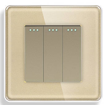 Скляний вимикач 3 клавіши 1DAL | Золото (G86D-PSW3G.GD)