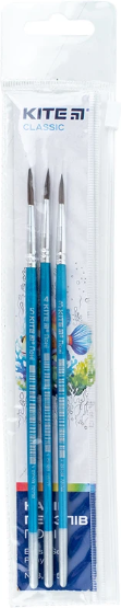 Набір пензлів 3шт "Kite" №K-349 (поні,круглий №3,4,5) в пеналі(50)