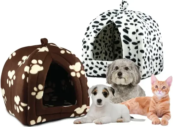 М'який будиночок для тварин на флісі Pet Hut 40x35x35см, затишний будиночок для невеликих котів і собак