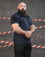 Тактична футболка поло ДСНС із липучками синя Літня військова футболка поло синя лакоста