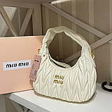 Сумка жіноча Miu Miu Wander шкіряна (Біла), фото 8