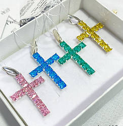 Цирконієвий хрестик зі срібла квадратної форми Алінетті