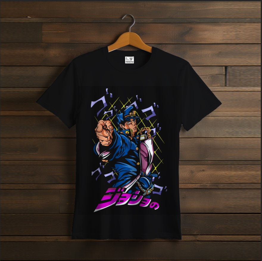 Футболка унісекс з принтом "Чорного кольору, Химерні пригоди Джо Джо, JoJo's Bizarre Adventure, Джотаро Куджо, аніме, anime, art,