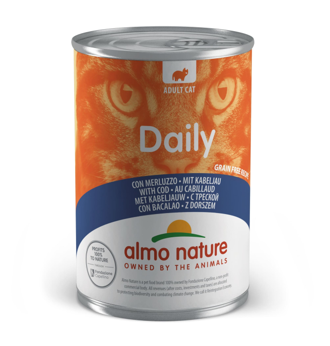 Консервований корм для дорослих котів Almo Nature (Альмо Натюр) Daily Cat Adult Cod з тріскою 400 г