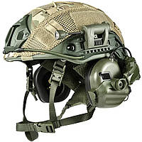 Балалістичний шолом AholdTeсh Premium NIJ IIIA з навушниками EARMOR M31 і кріпленнями чебурашки + Ліхтар