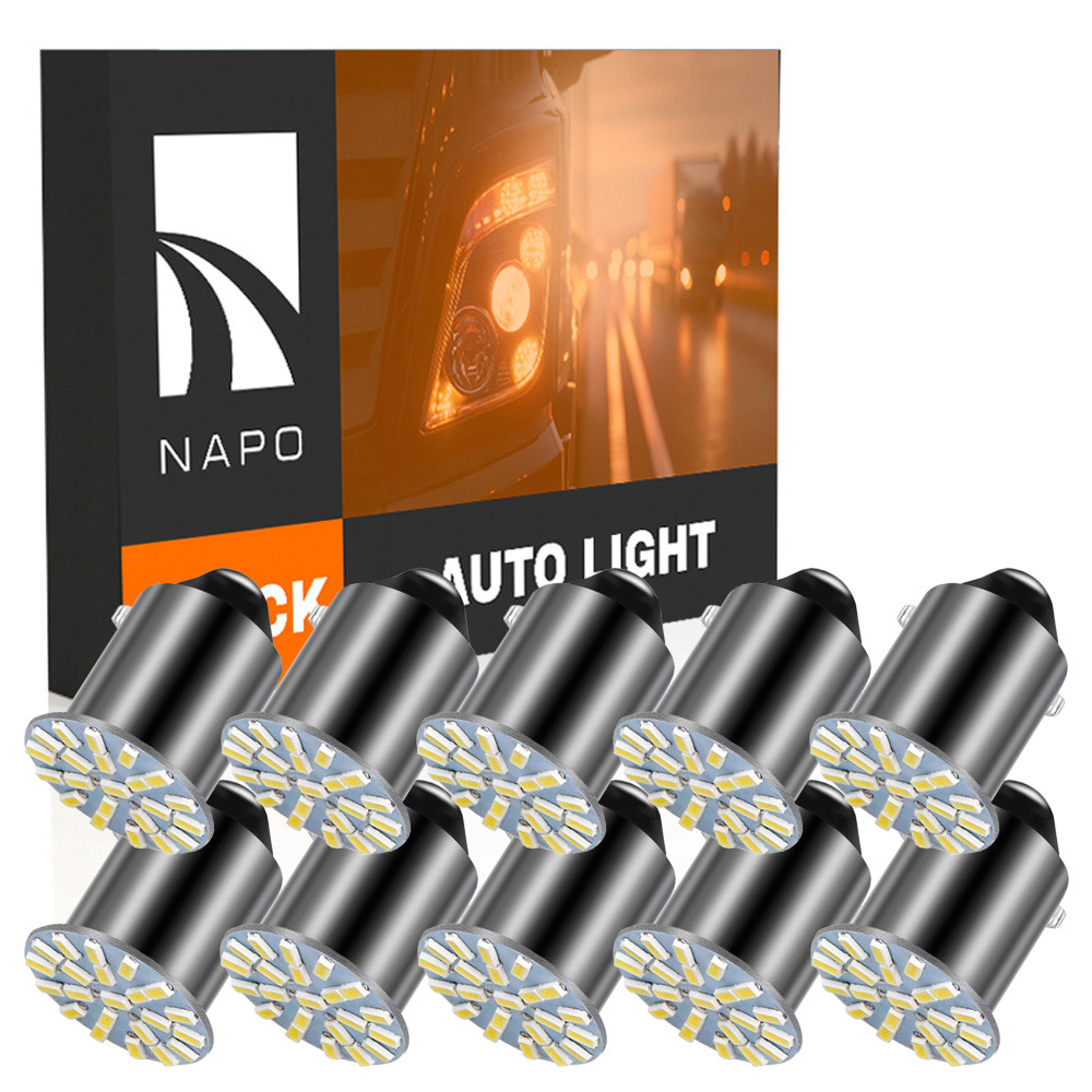 Комплект світлодіодних ламп NAPO TRUCK 1156-3014-22smd 24V P21W 1156 BA15S колір світіння білий 10 шт, фото 1