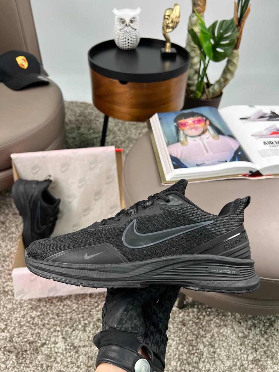 Чоловічі текстильні кросівки Nike Zoom Winflo All Black, чоловічі текстильні кеди Найк чорні. Чоловіче взуття
