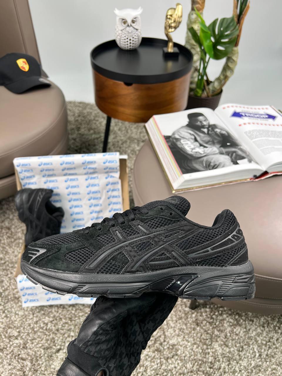 Чоловічі кросівки замшеві текстиль ASICS Gel-1130 All Black, кеди чоловічі Асікс замша чорні. Чоловіче взуття