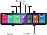 Відеореєстратор дзеркало заднього виду DVR C109 10.26" (2 камери) Wi-Fi Bluetooth AUX Android Auto CarPlay, фото 5