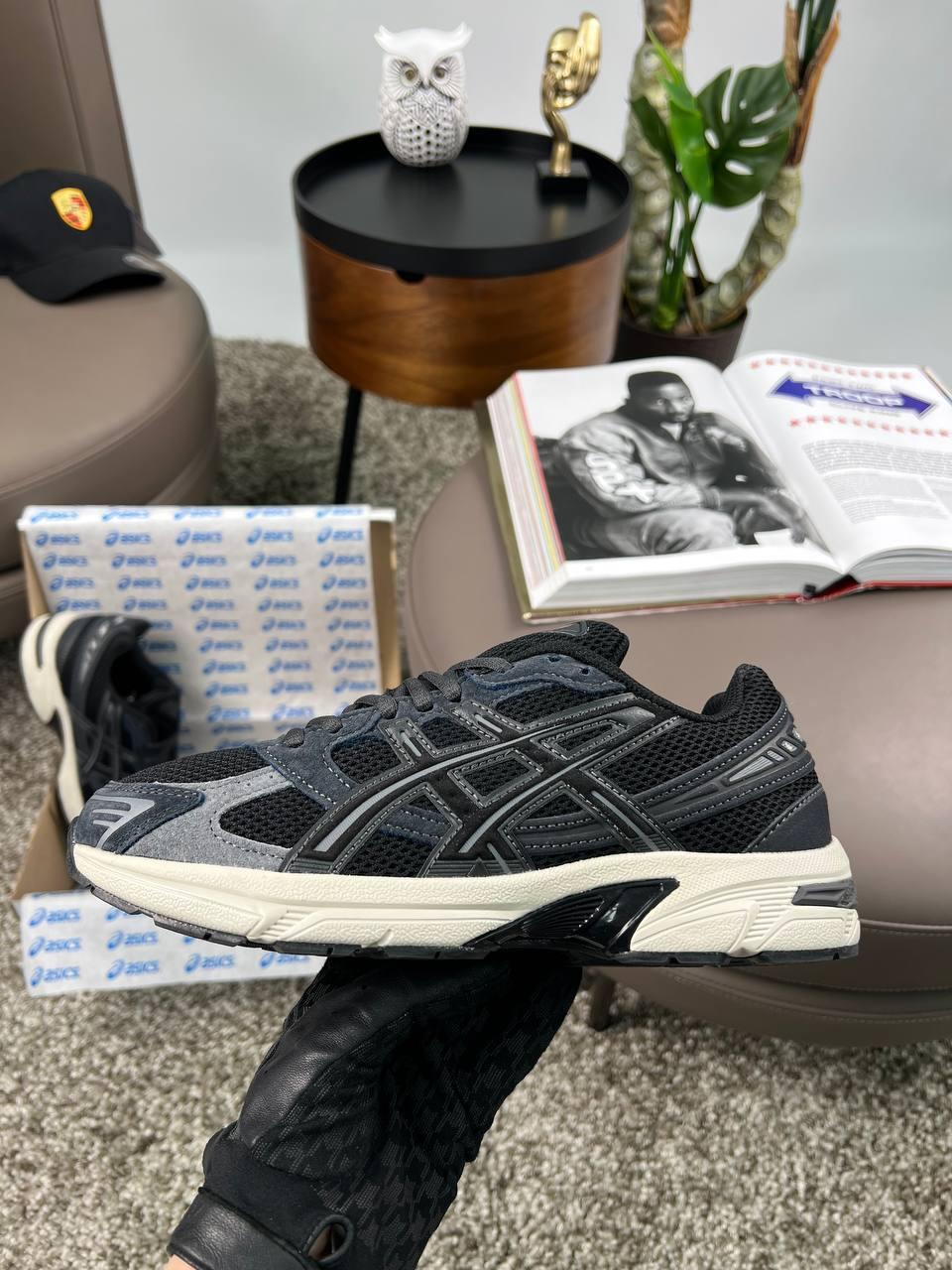 Чоловічі кросівки замшеві текстиль ASICS Gel-1130 Black Dark Grey, кеди Асікс замша сірі. Чоловіче взуття