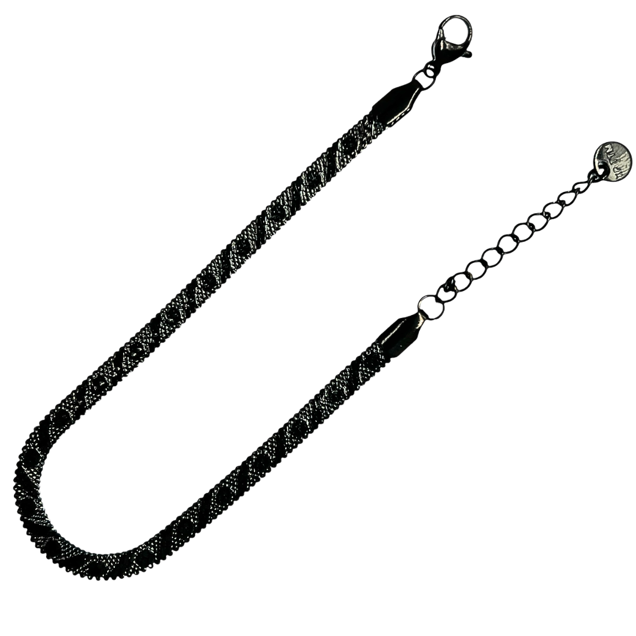 Браслет плетіння "Пітон", 0,4/17 см+3 см чорний родій (370995), фото 1